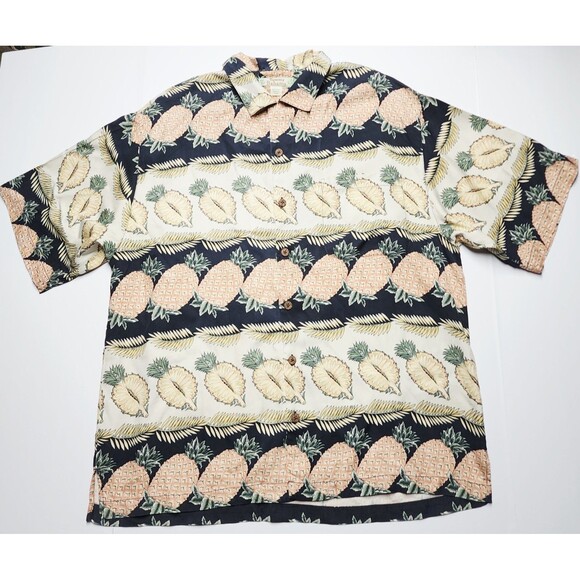 Tommy Bahama Other - Tommy Bahama Relax IslandZone 100% Silk Pineapple Petals Tropical Camp Shirt VTG